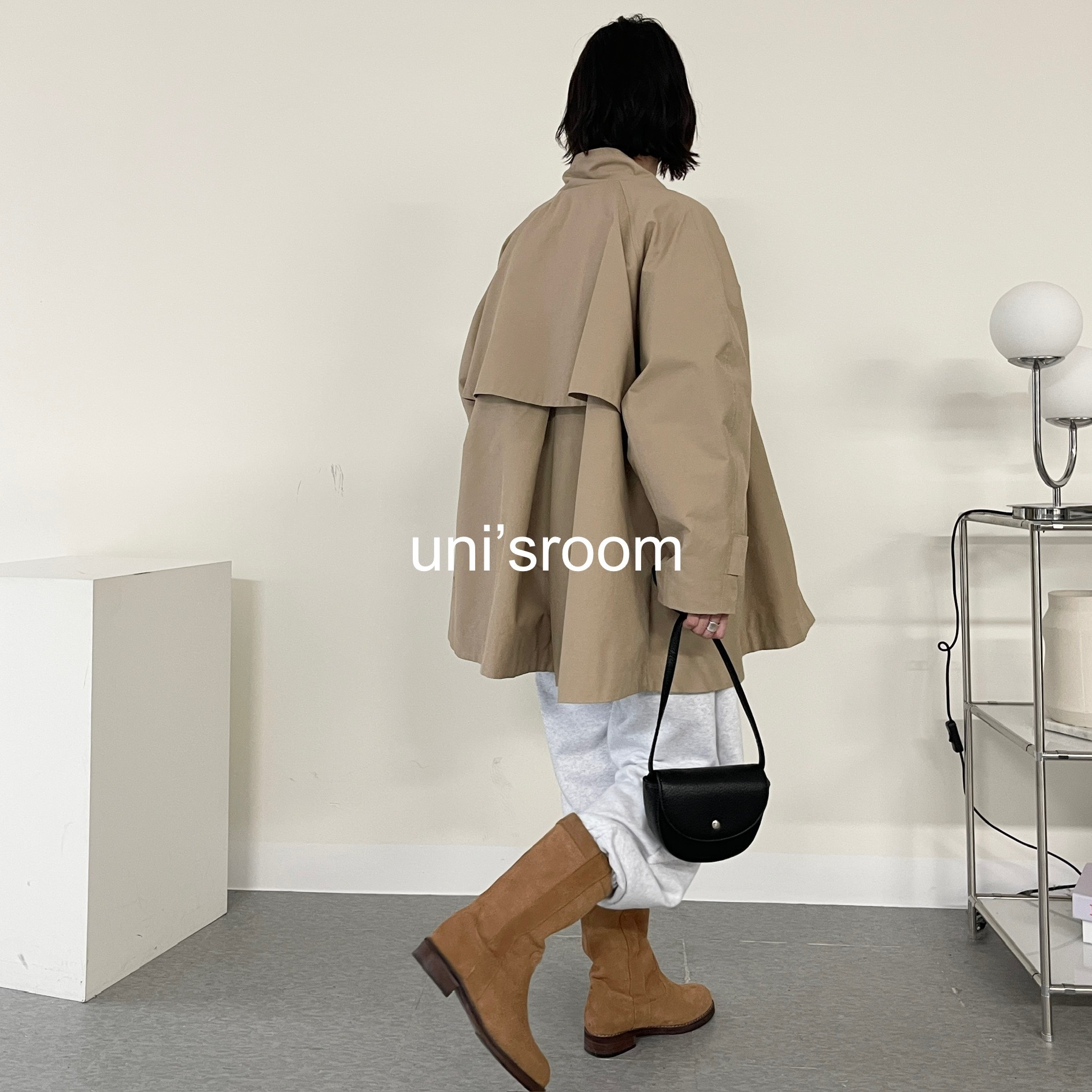 uni's room■2color Aラインハーフトレンチコート OT-SS25-07