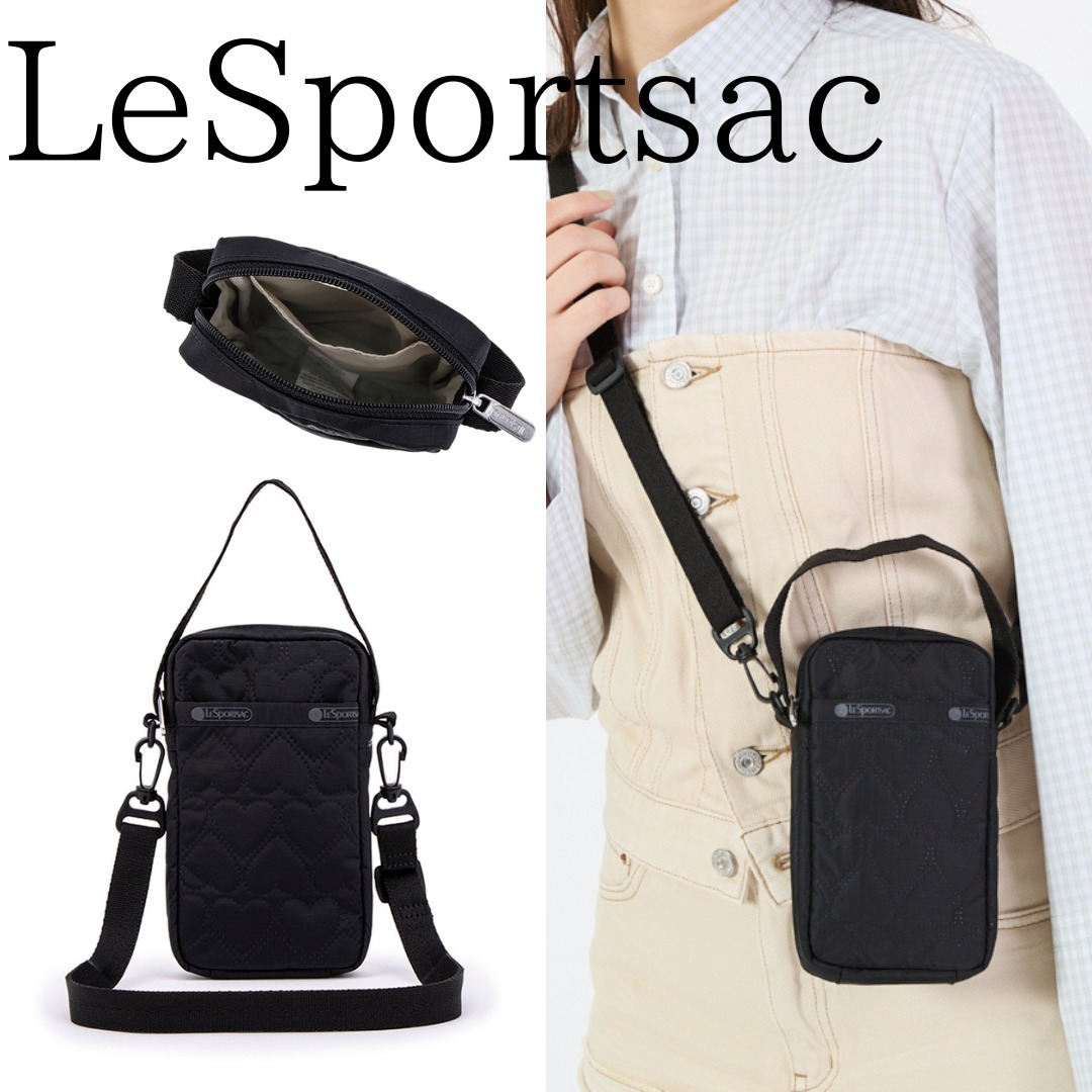 ■LeSportsac■MINI PHONE CROSSBODYブラックハートデボス