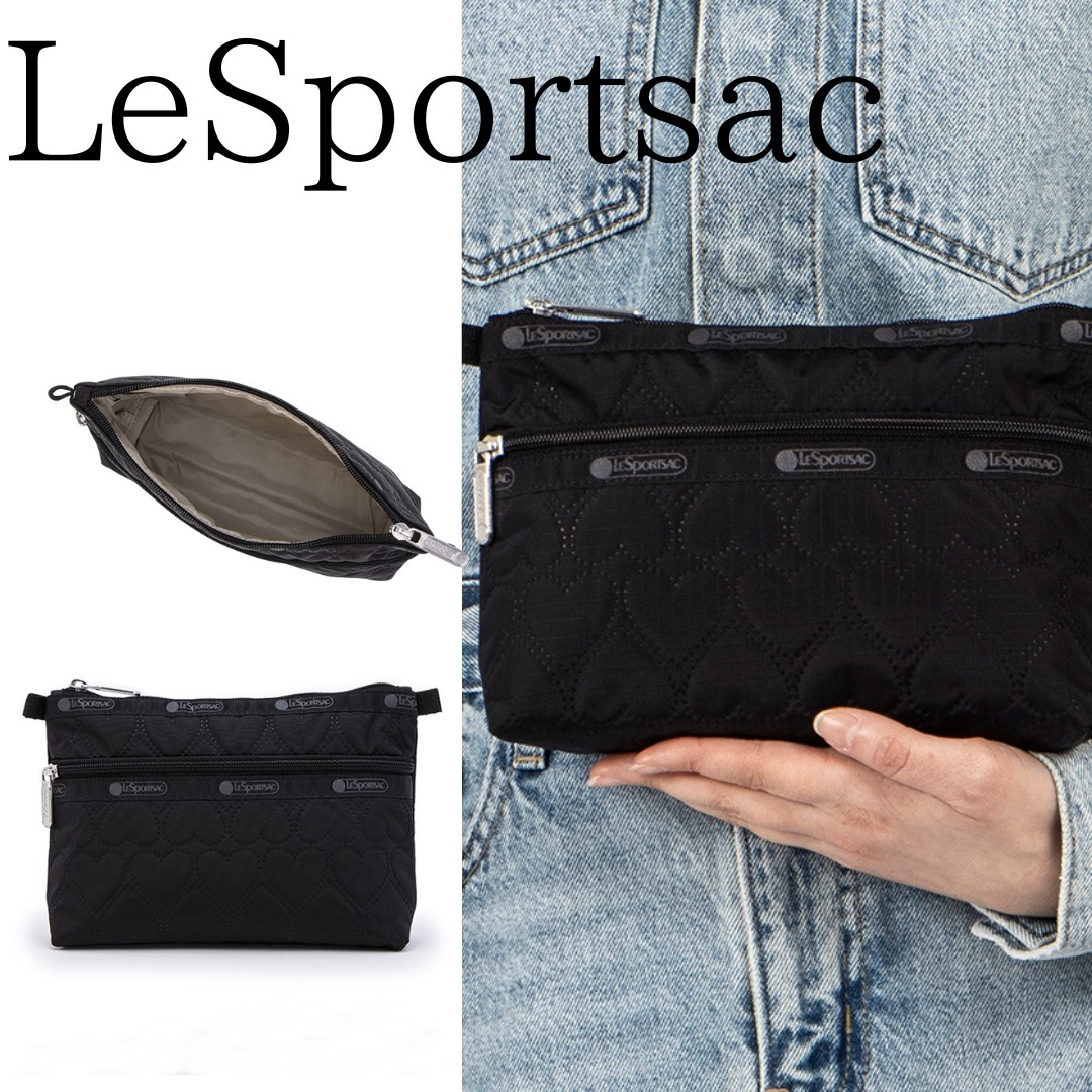 ■LeSportsac■COSMETIC CLUTCHブラックハートデボス