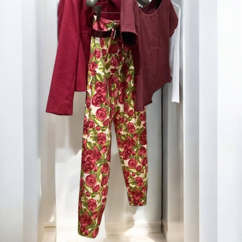 NUCCIA プリント ストレッチ コットン パンツ