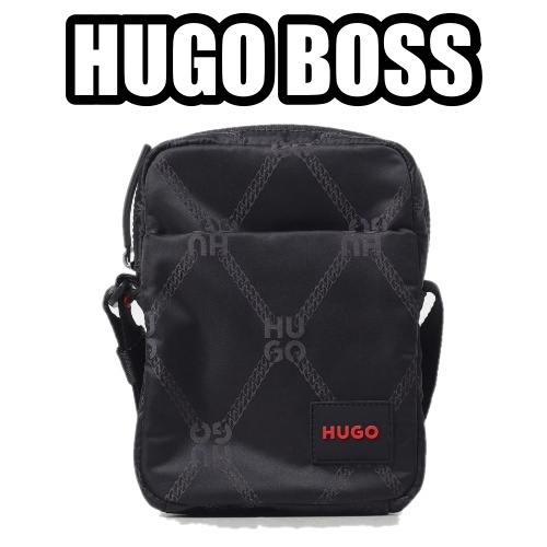 【送関込】Hugo Boss ショルダーバッグ ジャカード ブラック