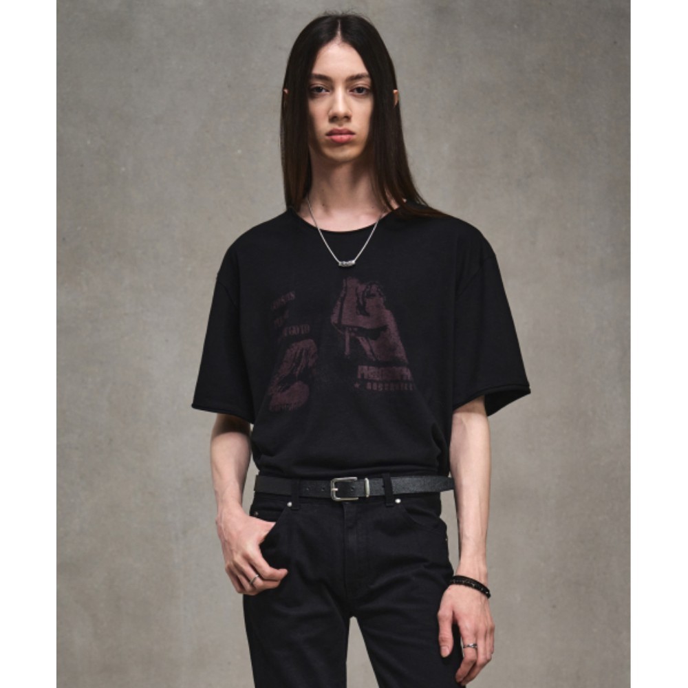 ★LMOOD★ ROCK A BILLY Slouchy Scoop Neck Half T-Shirt 2 COL