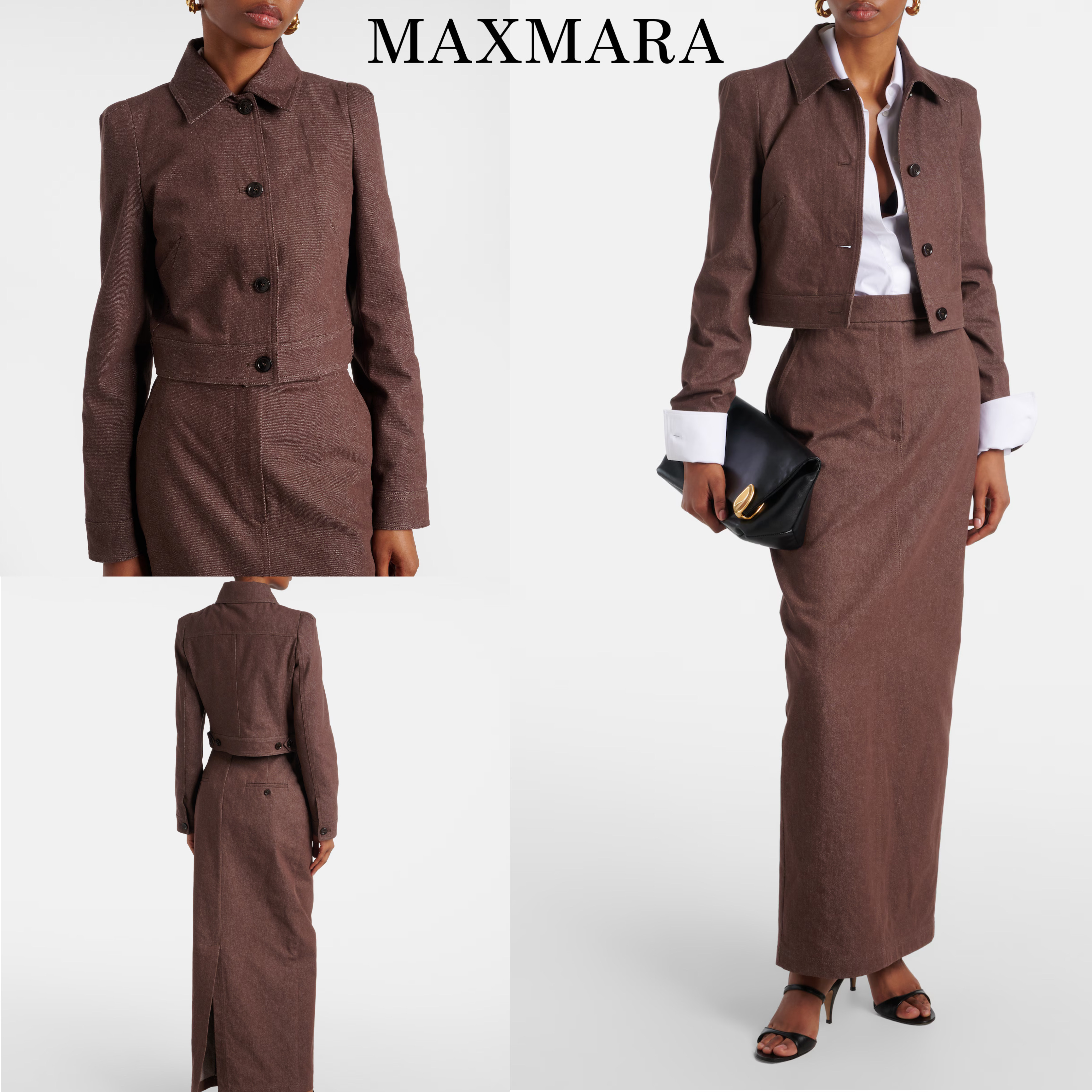 新作*MAXMARA* Carpa コットンクロップドジャケット ブラウン