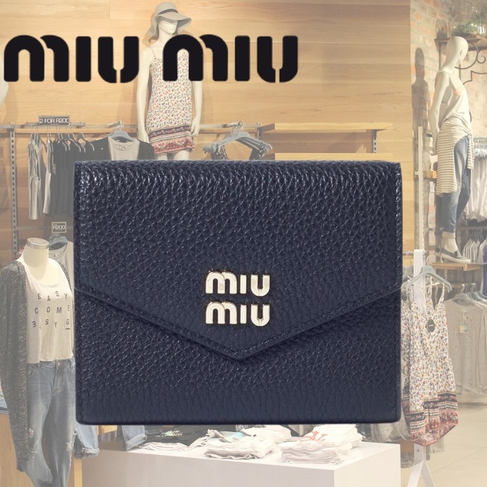 【MiuMiu】ヴィッテロダイノ レザー 小銭入れ付き 三つ折り財布
