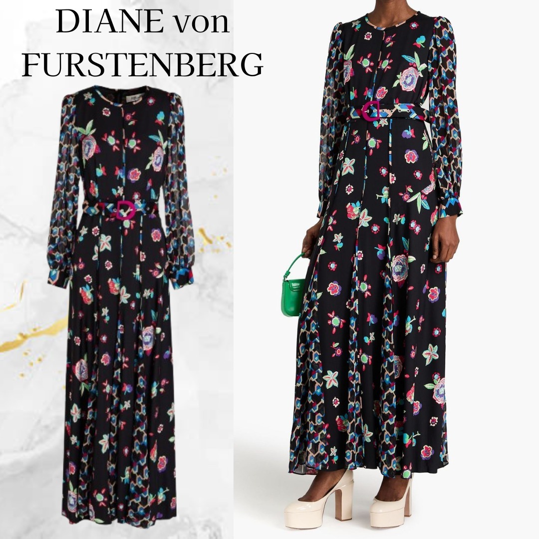 DIANE von FURSTENBERG☆フローラル サテン マキシワンピース