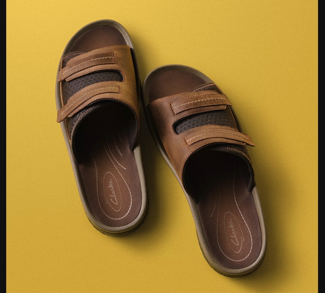 CLARKS スライド サンダル レザー ブラウン 軽量 スニーカー