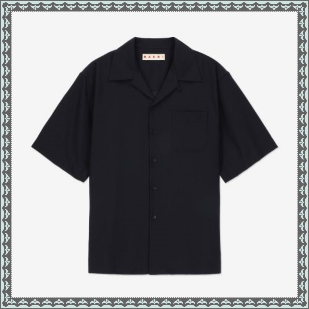 ★MARNI★ Tropical Bowling Shirt Blue Black CUMU0213A5TW8390