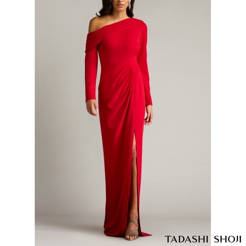 TADASHIタダシショージ ワンショルダービビッドカラーロング