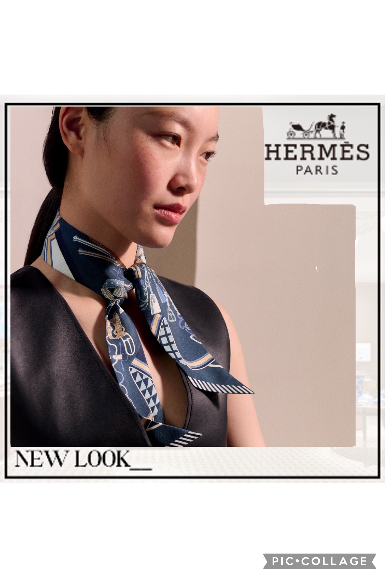 「首元からオシャレを」HERMES ツイリー 《鞍職人の花束》