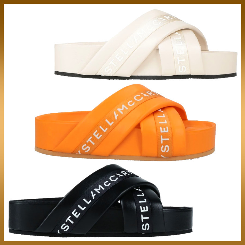【STELLA McCARTNEY】サンダル 無地 ロゴ ラウンドトゥ フラット