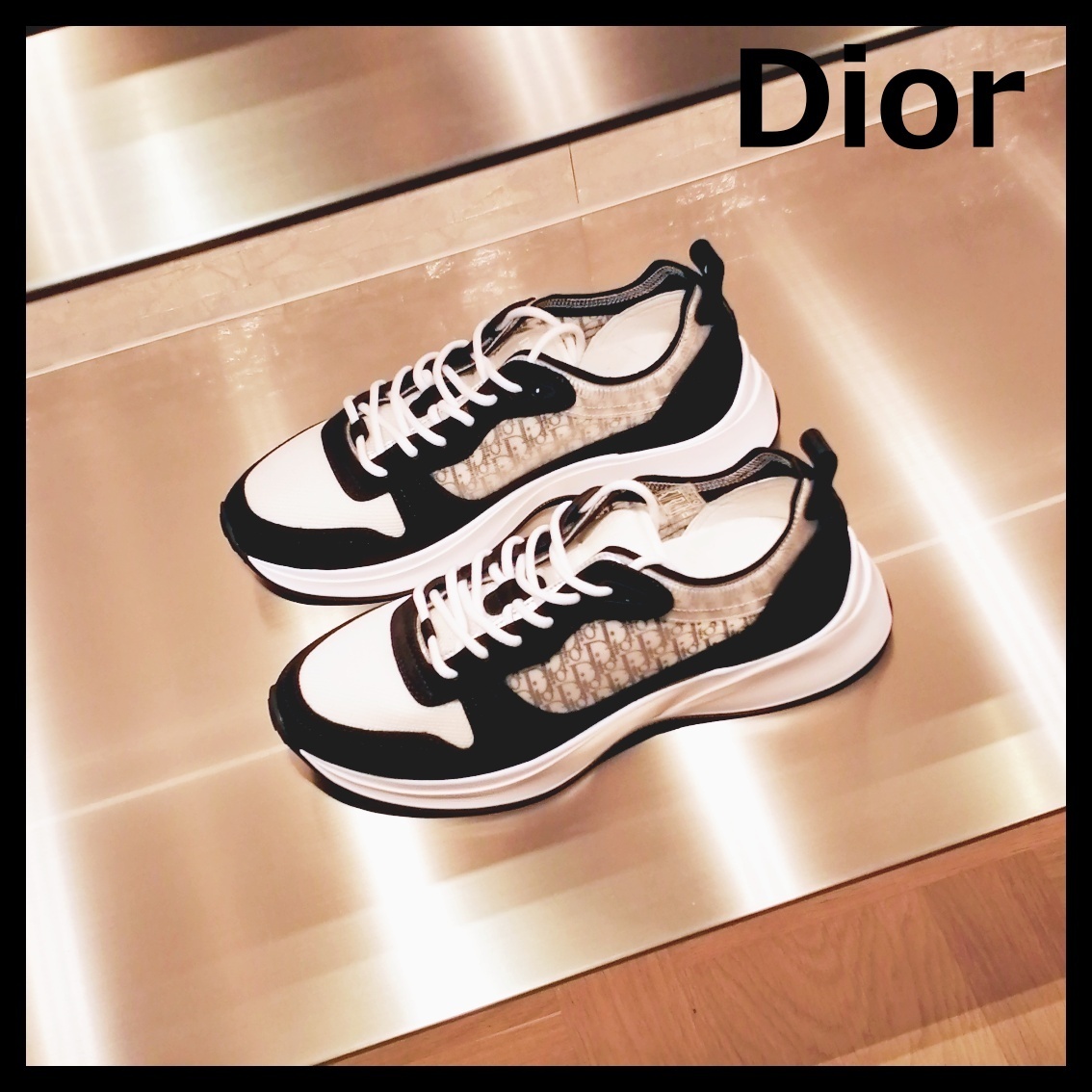 ディオール DIOR スニーカー B25 ランナー ベージュ 黒 メンズ