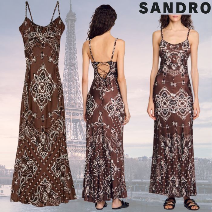 フランス発 Sandro マキシ丈 サマー ワンピース バンダナ風