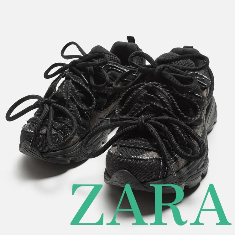 【ZARA】マルチレーススニーカー ブラック | 2319/520/800