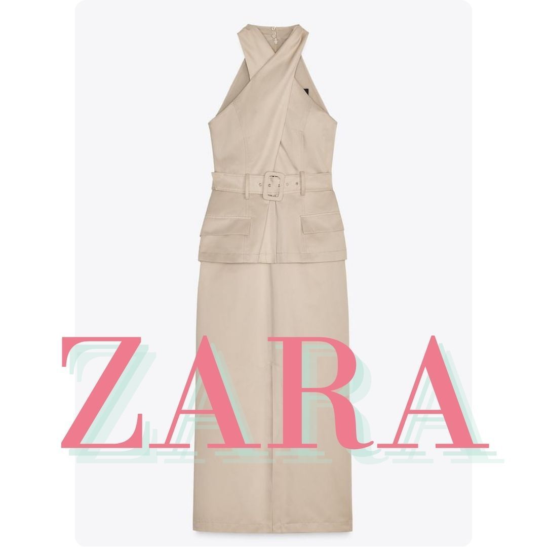ZARA クロスベルトミディ丈ワンピース 2604/615