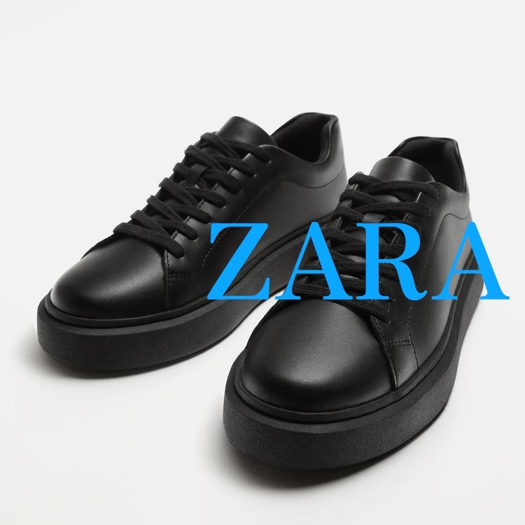 【ZARA】ボリュームレザー スニーカー ブラック | 2236/520/800