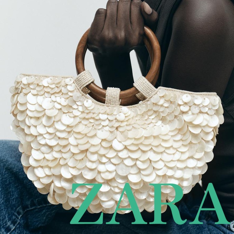 【ZARA】パール加工アップリケバッグ パールグレー 6545/510/910
