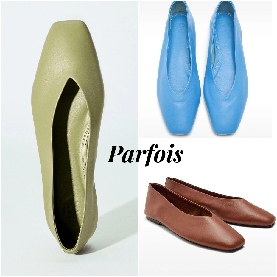 ポルトガルParfois★大人モダン映え 綺麗カラー 本革バレエ★3色