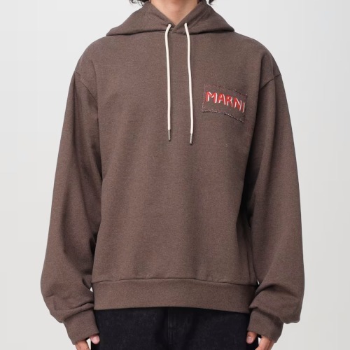 “MARNI” パッチロゴ コットンフーディ Brown