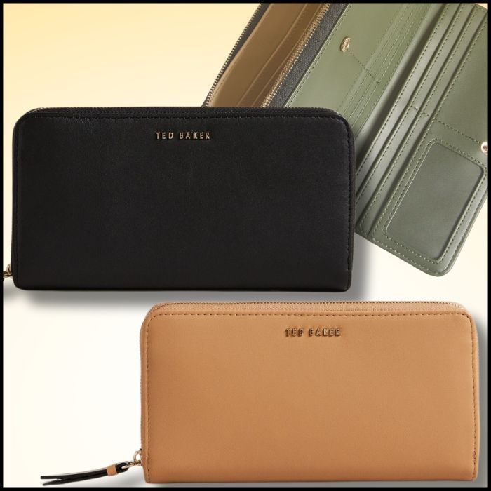 TED BAKER 大容量 スムースレザーラウンドジップ長財布