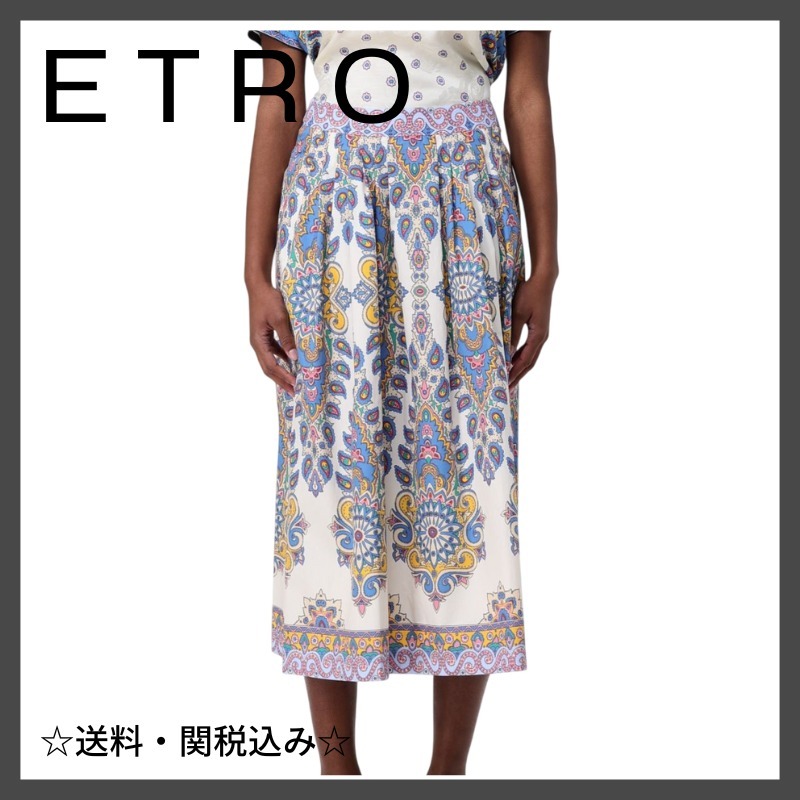 【★完売必至★】ETRO ☆ ポプリンミディスカート ◇ETRO◇プリント ポプリン ミディ スカート【送料/関税込み】