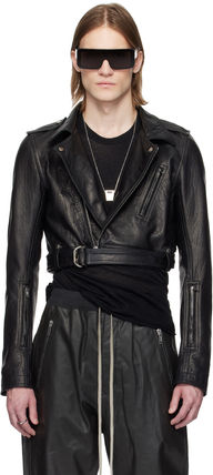 RICK OWENS★クロップド レザージャケット Rick Owens Tec Micro クロップド ライダースジャケット
