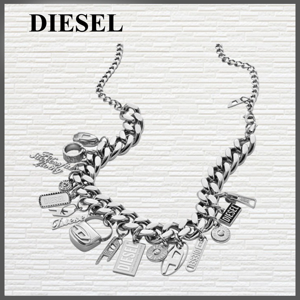 DIESEL dx1521 jewel チャームチェーンネックレス シルバー