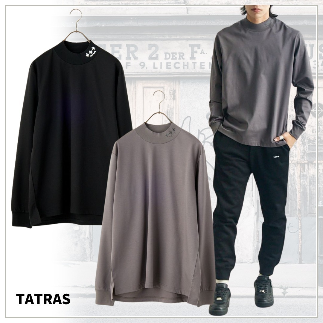 ハンサム度アップ【TATRAS】MIBEILO モックネックTシャツ
