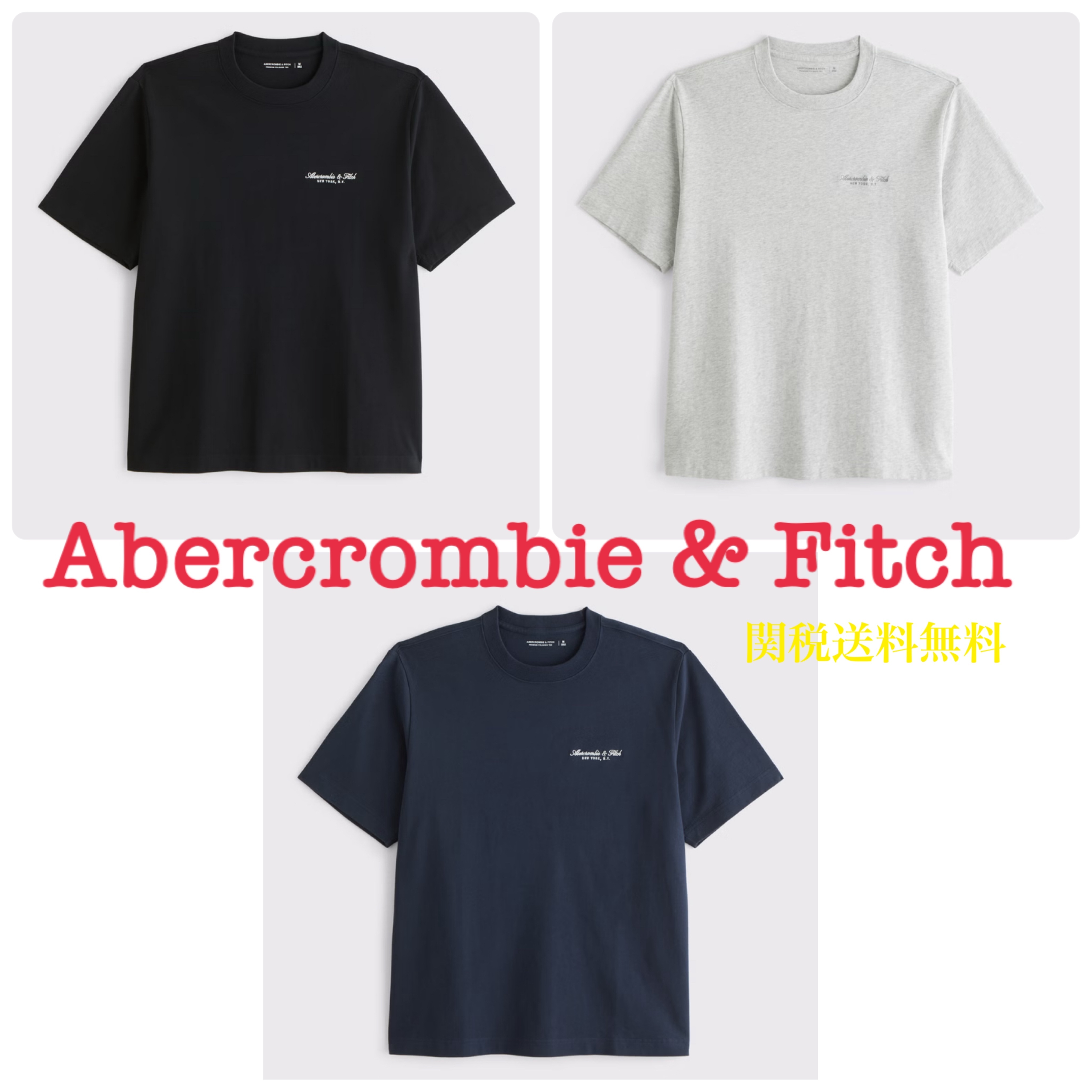 Abercrombie & Fitch プレミアムポリッシュ ロゴ 半袖 Tシャツ