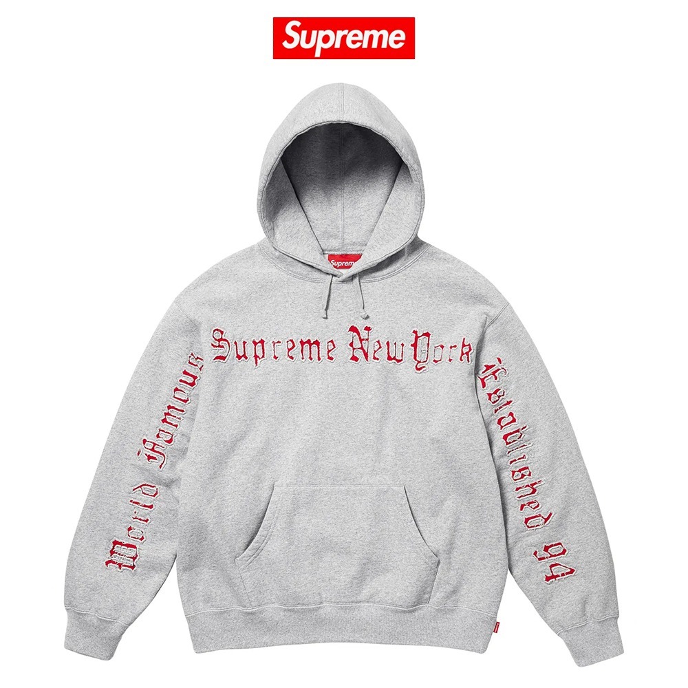 【Supreme】 Contrast Cutout Hooded Sweatshirt Heather Grey