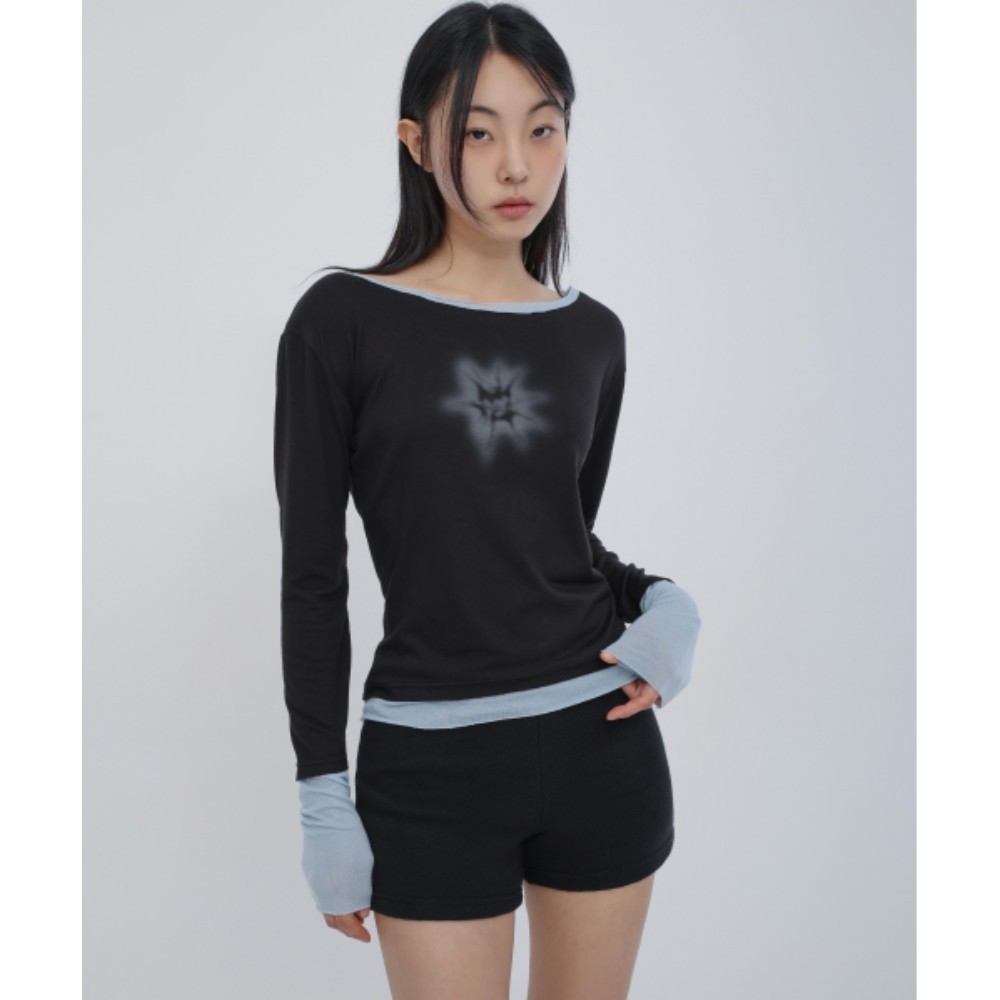 ★CHICKS★ Prakli Layered Color Block T-Shirt Black 50135123