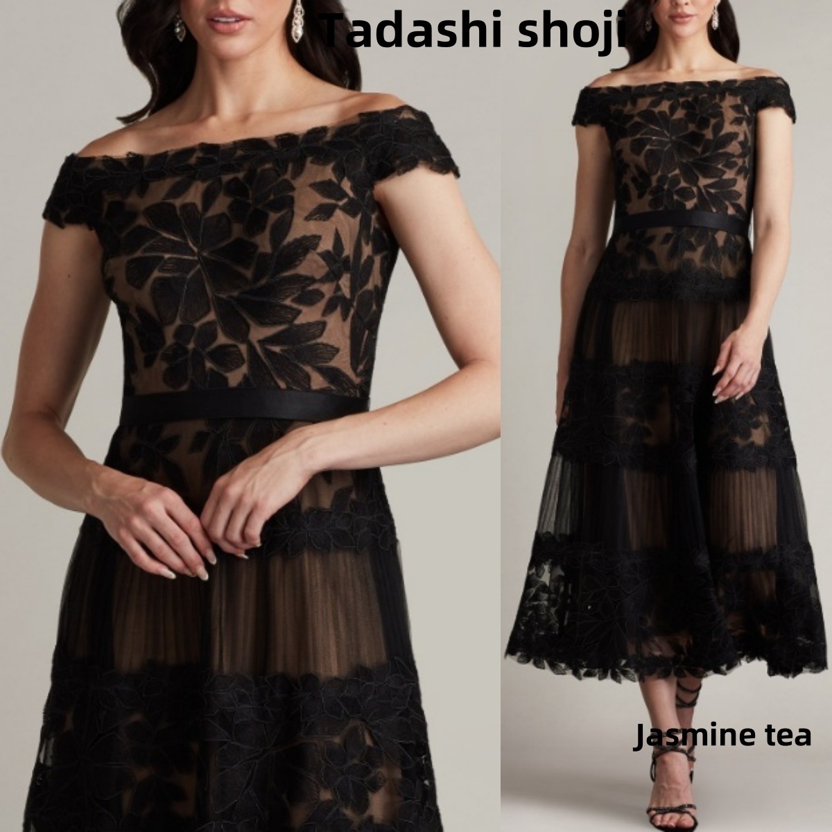 ★新色♪★TADASHI SHOJI 花の刺繍ドレス★