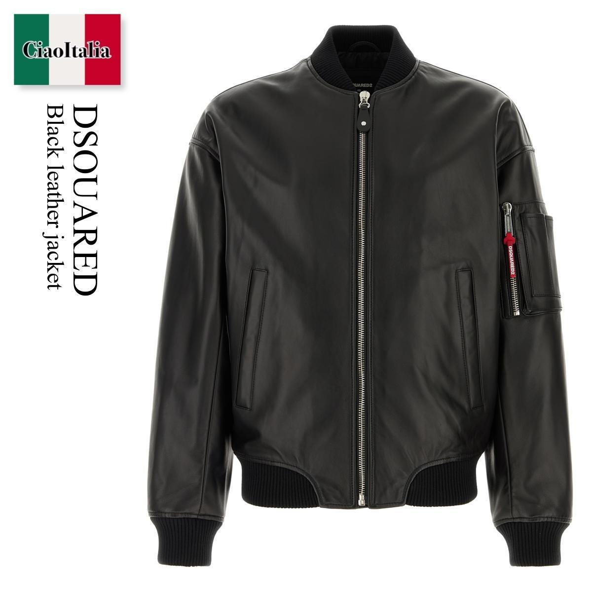 レザージャケット Dsquared Black Leather Jacket