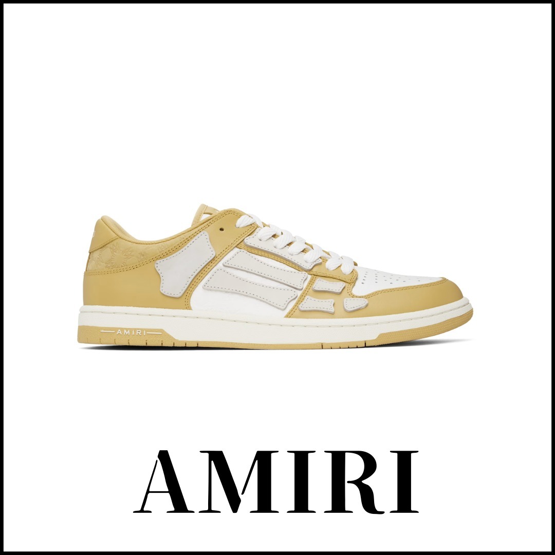 【AMIRI】イエローMA Quad Skel Topデボス ローカットスニーカー AMIRI】イエローMA Quad Skel Topデボス ローカットスニーカー
