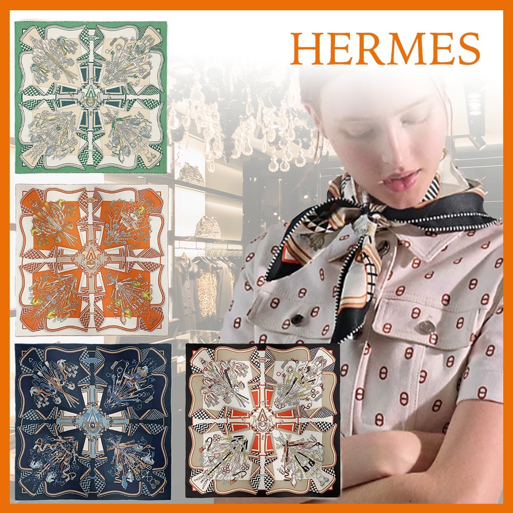 【優雅☆】HERMES カレ 70 Bouquets Sellier シルクスカーフ