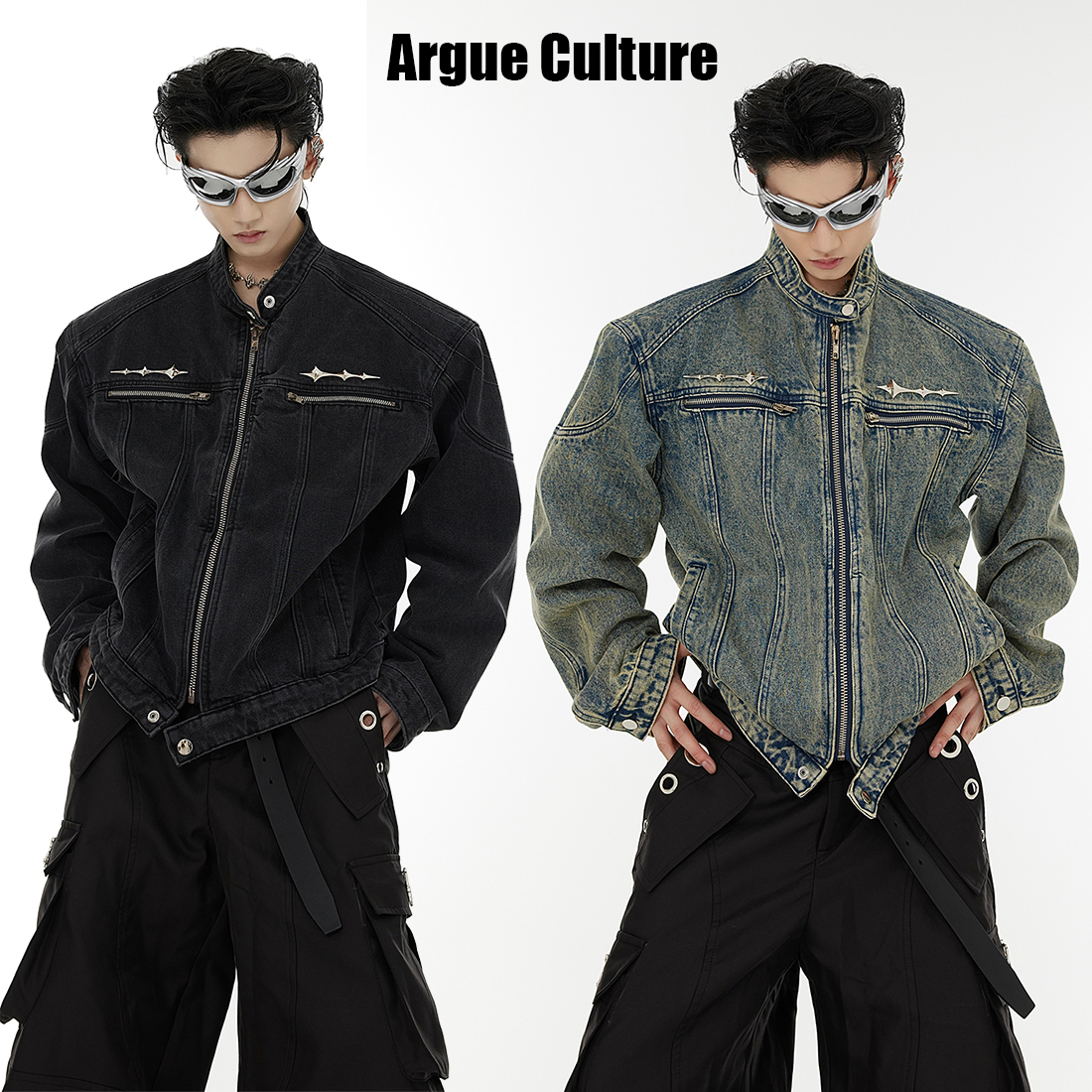Argue Culture ショット デニムジャケット ウォッシュド 大人気