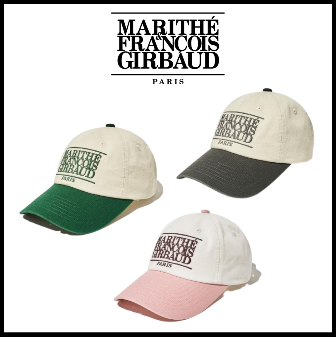 【MARITHE】 CLASSIC LOGO 6PANEL COLOR BLOCK CAP★
