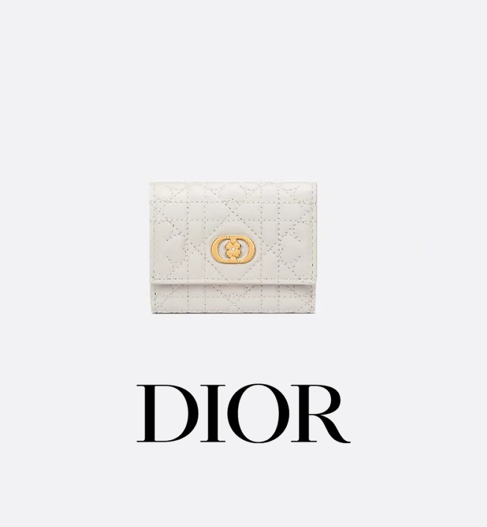 送料無料 日本限定 Dior Caro Hibiscus Lジップウォレット 白