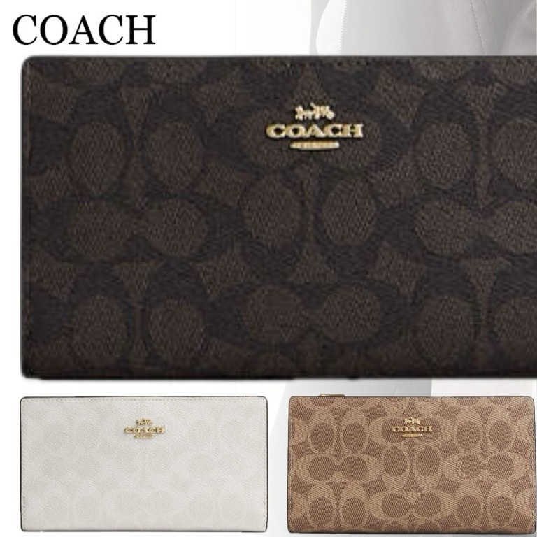 すぐ届く*COACH*スリムジップウォレット シグネチャーキャンバス
