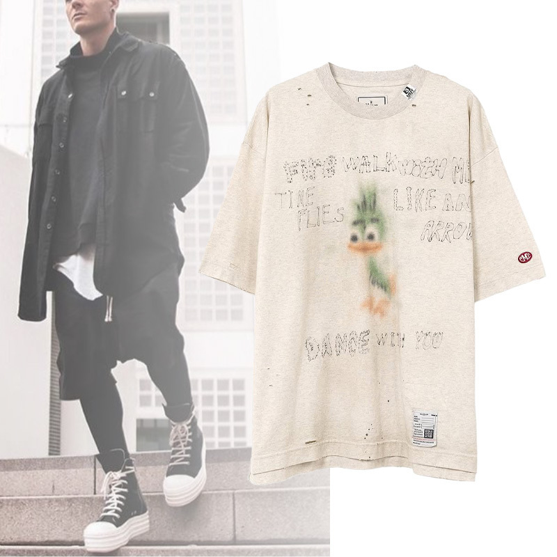 解体と再生! MIHARA YASUHIRO クルー アヒル プリント Tシャツ