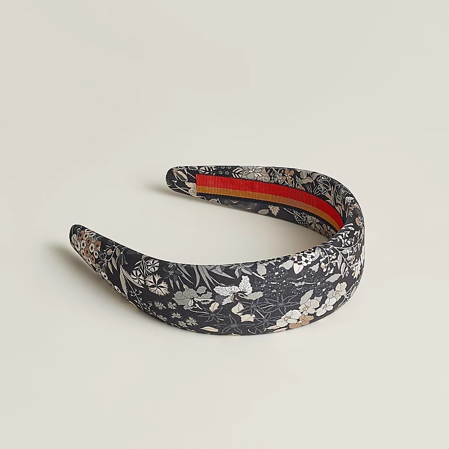 【上品な花柄♪】HERMES 花柄 シルクツイル カチューシャ HERMES*Gina Bloom 花柄 シルクツイル カチューシャ 4.5cm幅