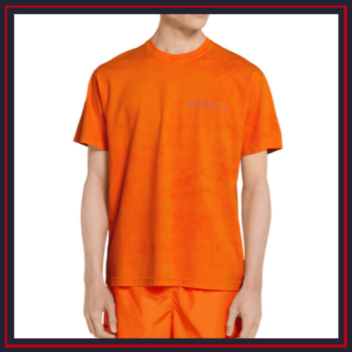 GUCCI《プリント コットンジャージー Tシャツ》オレンジ 直営店