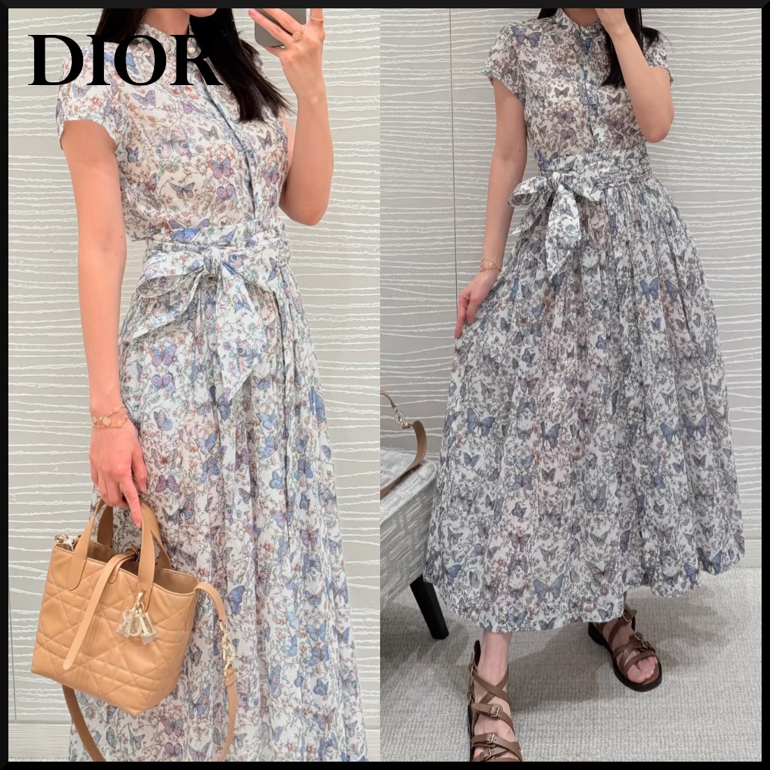 【大人かわいい☆】Dior タイベルト付き ミディドレス