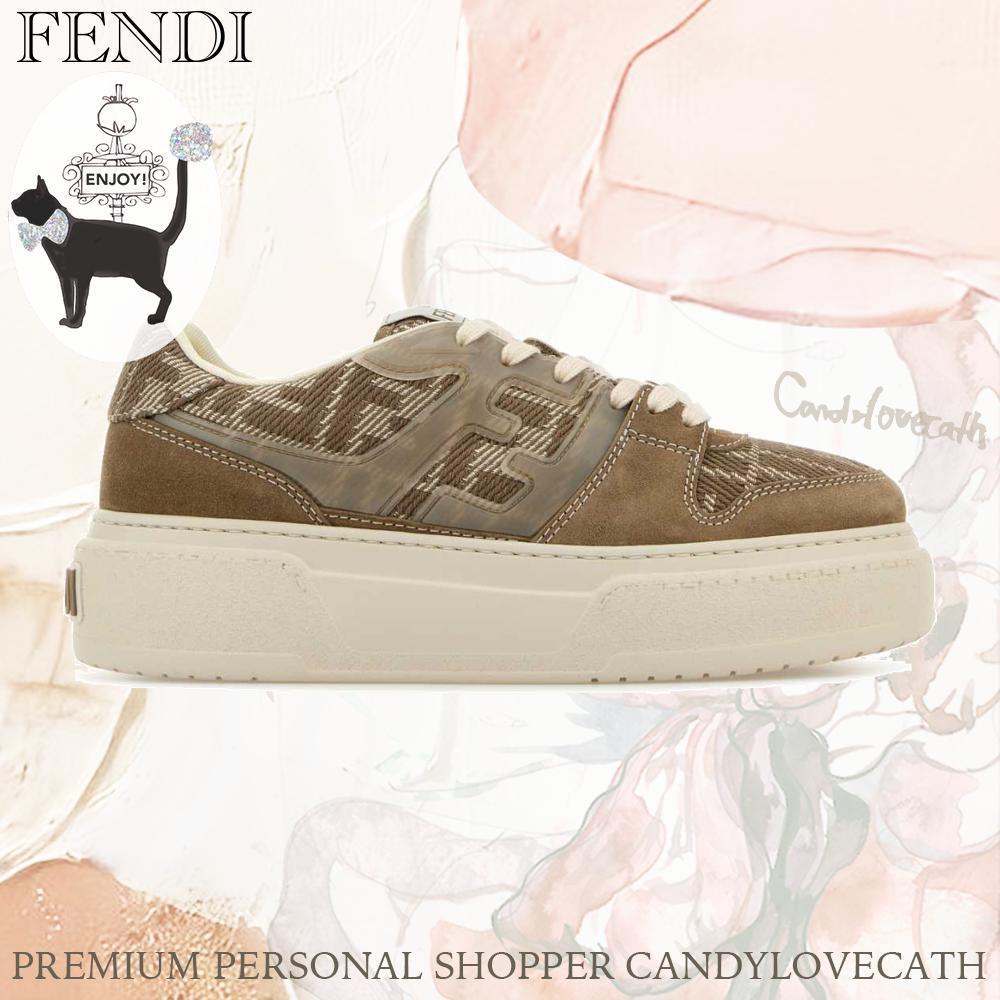 スニーカー FENDI Embroidered Fabric And Suede Sneakers