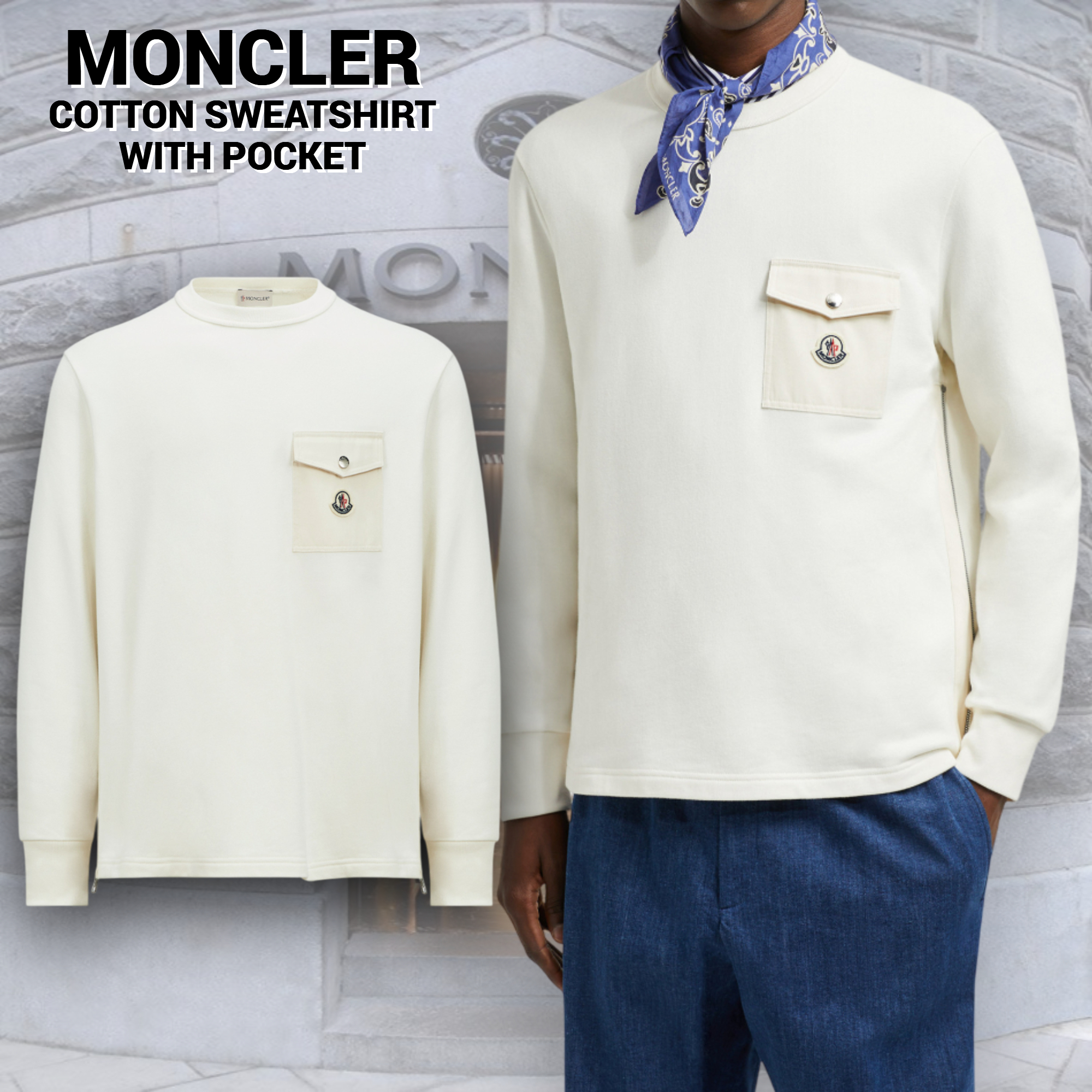 【MONCLER】COTTON SWEATSHIRT スウェットシャツ 胸ポケット