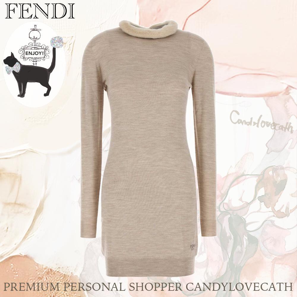 ワンピース FENDI Cappuccino Wool Blend Mini Dress