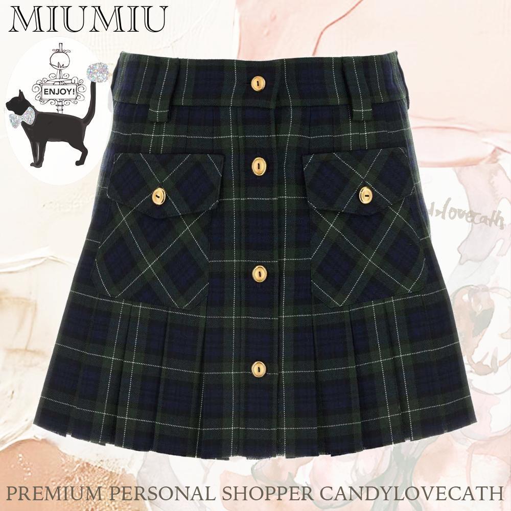 スカート MIU MIU Embroidered Wool Mini Skirt