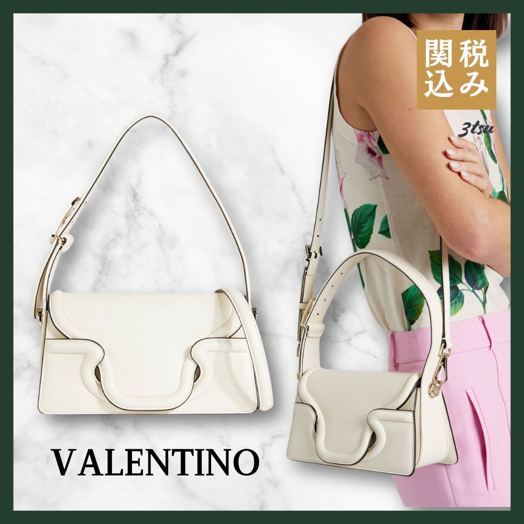 VALENTINO★Sculpture レザー ショルダーバッグ アイボリー