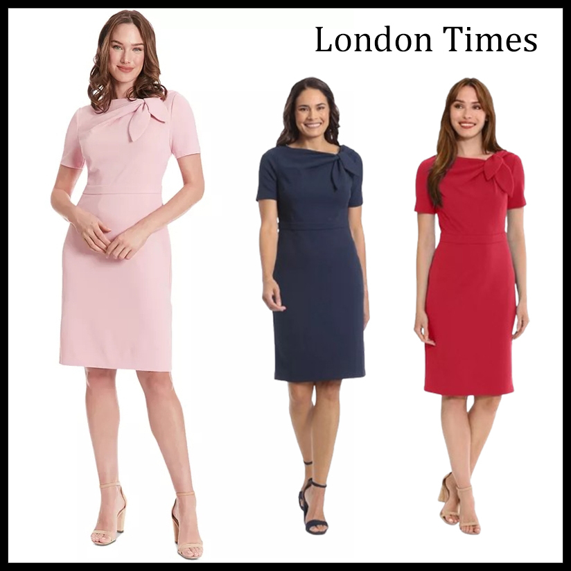 ロンドンタイムズ サイドタイネックシースドレス