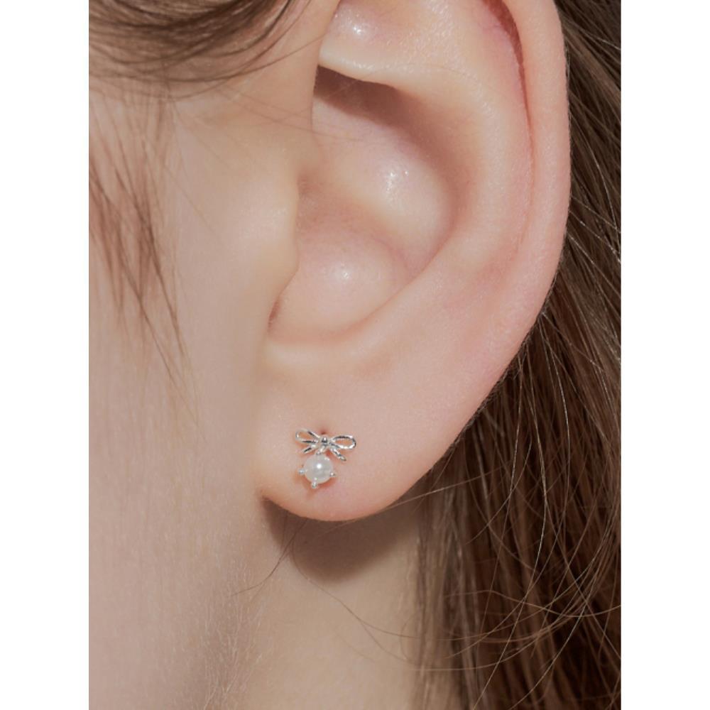 ☆ENGBROX☆ silver925 bell ribbon pearl earring EBEA23026