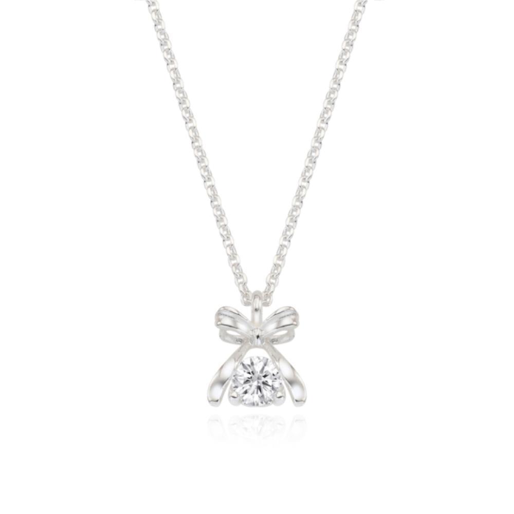 ☆ENGBROX☆ silver925 rossie ribbon cubic necklace EBNL24004